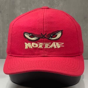Vintage jaren 90 No Fear Eyes Snapback pet, rode wolmix, gemaakt in de VS, streetwear