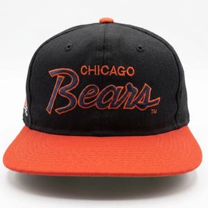 Vintage Chicago Bears Hat Script Logo Snapback Made in Costa Rica 90s NFL Football Cap Navy Orange Rare Sports Specialties Tag Gift