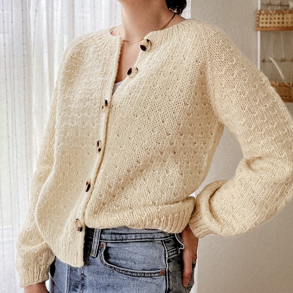 Knitting Pattern | Sorbet Cardi | Long & Short Sleeve | Digital PDF download | cardigan button sweater crew neck knitted modern jumper dot