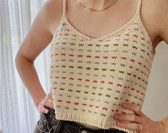 Knitting Pattern | Julep Cami | Digital PDF download | summer cotton tank top camisole strappy colorwork easy beginner sweater knitted