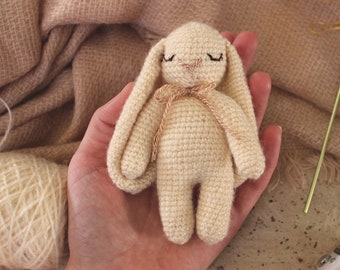 Crochet Pattern | Mini Bunny Rabbit Amigurumi | Digital Download | Tutorial newborn photo prop toy woodland animal baby handmade miniature