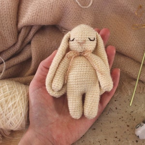 Crochet Pattern | Mini Bunny Rabbit Amigurumi | Digital Download | Tutorial newborn photo prop toy woodland animal baby handmade miniature