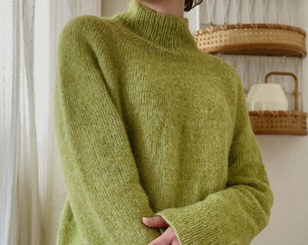 English Knitting Pattern | Brora Pullover Light |  Digital PDF | easy circular yoke neck sweater knitted modern top down oversized jumper
