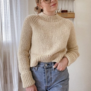 Knitting Pattern | Isle Pullover | Digital PDF download | sweater mock neck knitted modern ribbed cropped wool jumper