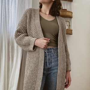 Crochet Pattern | The Weekend Waffle Cardigan | Digital PDF download | adult cardi modern button pocket sweater ribbed jumper
