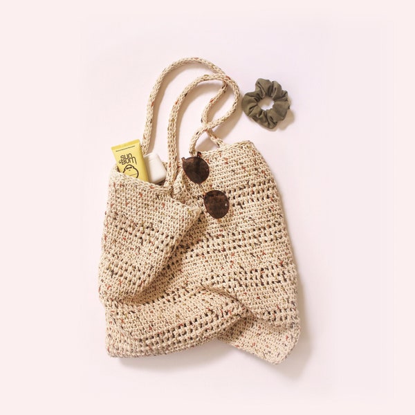 Crochet Pattern | Everywhere Tote Bag | Digital PDF download | boho modern cotton market produce beach minimal mesh shoulder cotton