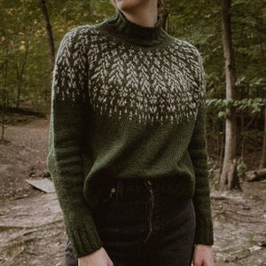 Knitting Pattern | Abeline Pullover | Digital PDF download | colorwork fair isle sweater crew neck knitted modern ribbed cropped wool jumper