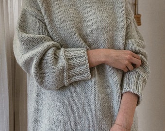 Modèle de tricot | Pull Duo | Téléchargement numérique PDF | Pull oversize simple à col rond, pull de haut en bas moderne en maille