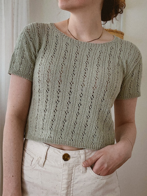 English Knitting Pattern | Fleur Tee | Digital PDF | Summer T