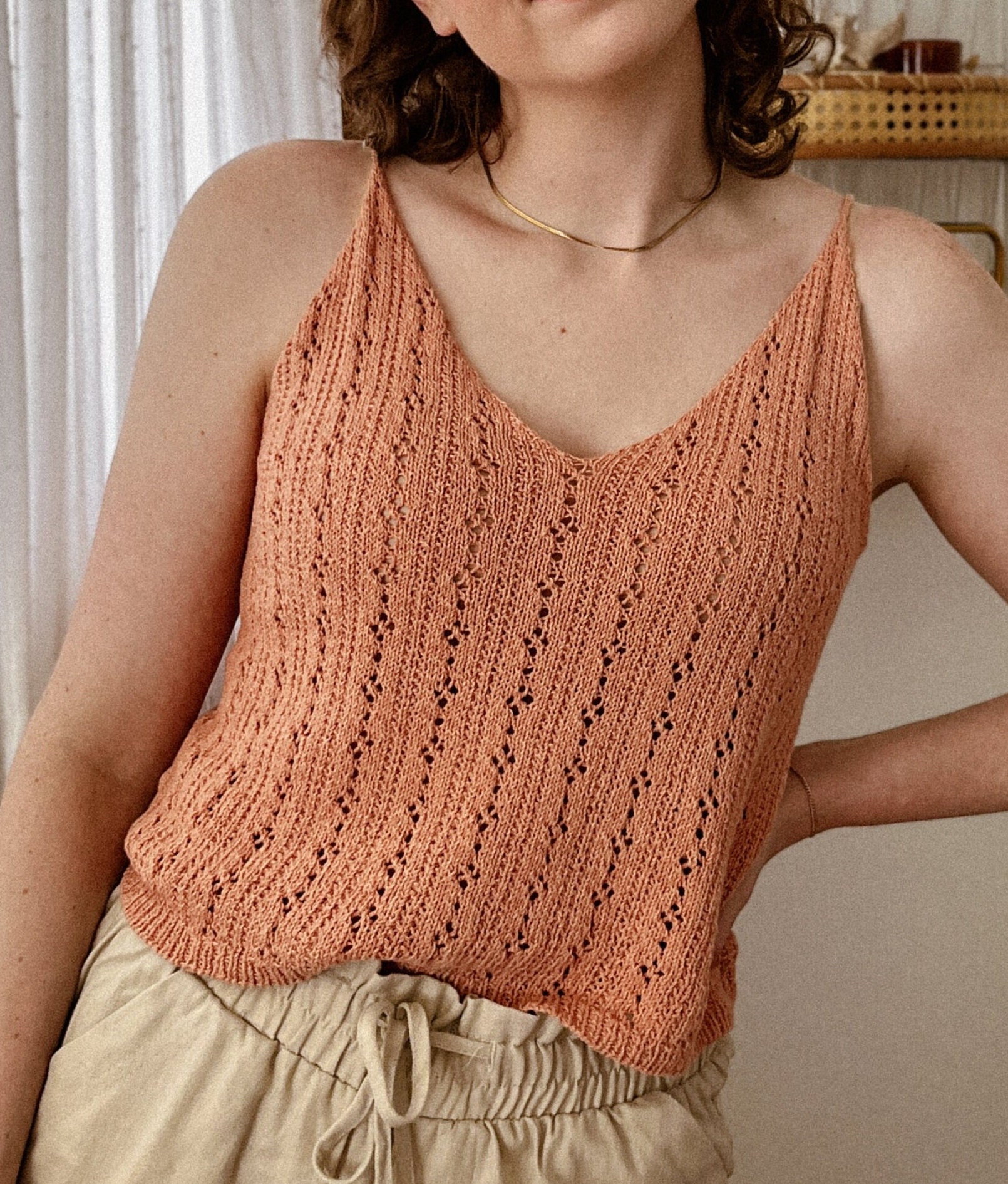 お盆限定価格MURRAL Pigment knit camisole top English Knitting Pattern | Fleur Cami | PDF | Summer Tank Top