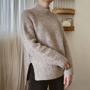 Knitting Pattern | Brora Pullover | Digital PDF download | easy circular yoke crew mock neck sweater knitted modern top down oversize jumper