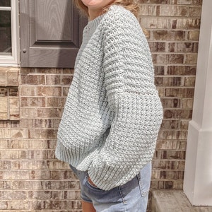 Crochet Pattern | The Weekend Waffle Sweater Kids Sizes 6-16 | Digital PDF download | pullover mock neck boho modern ribbed jumper thermal