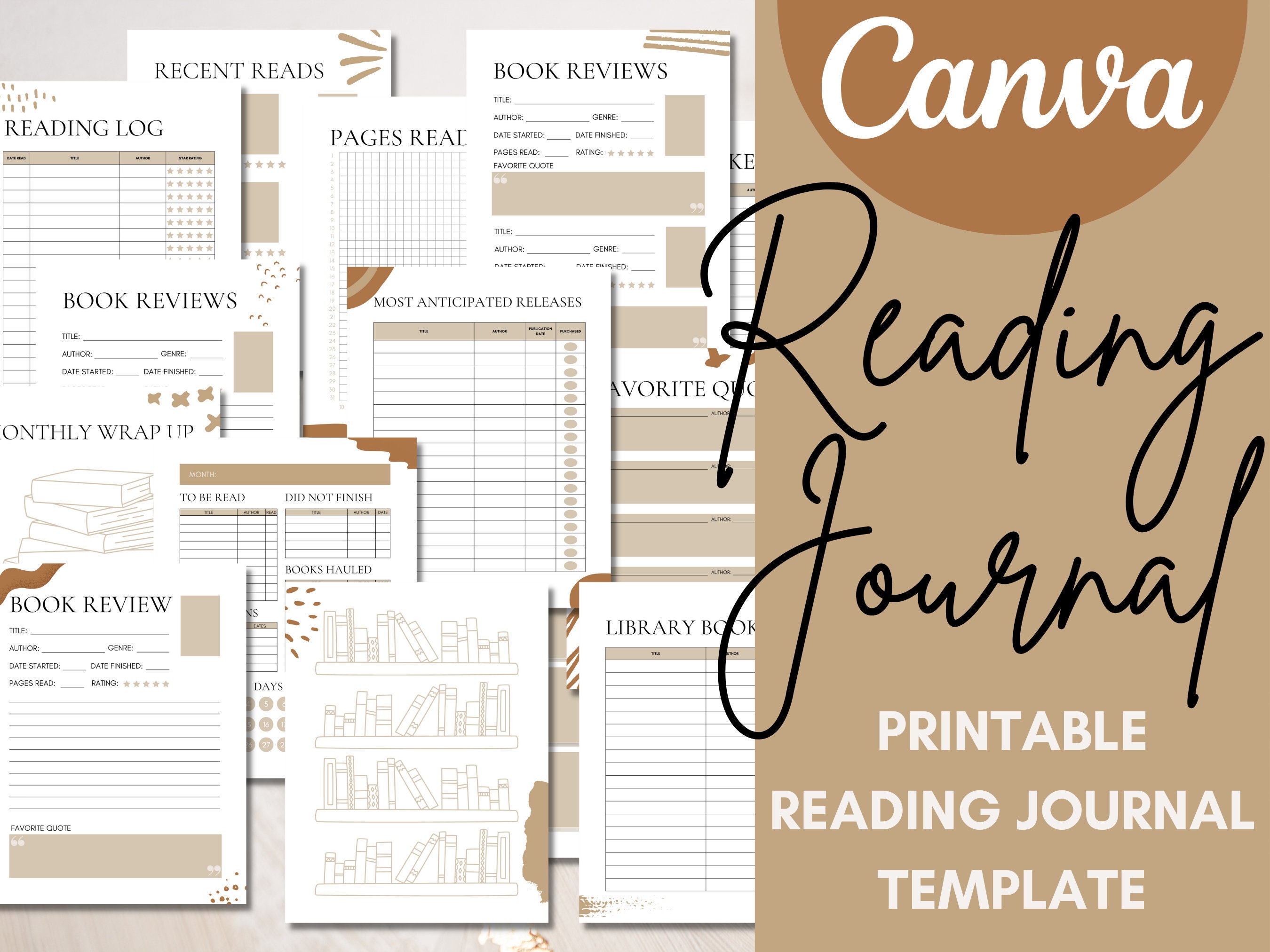 reading-journal-printable-reading-journal-template-reading-etsy