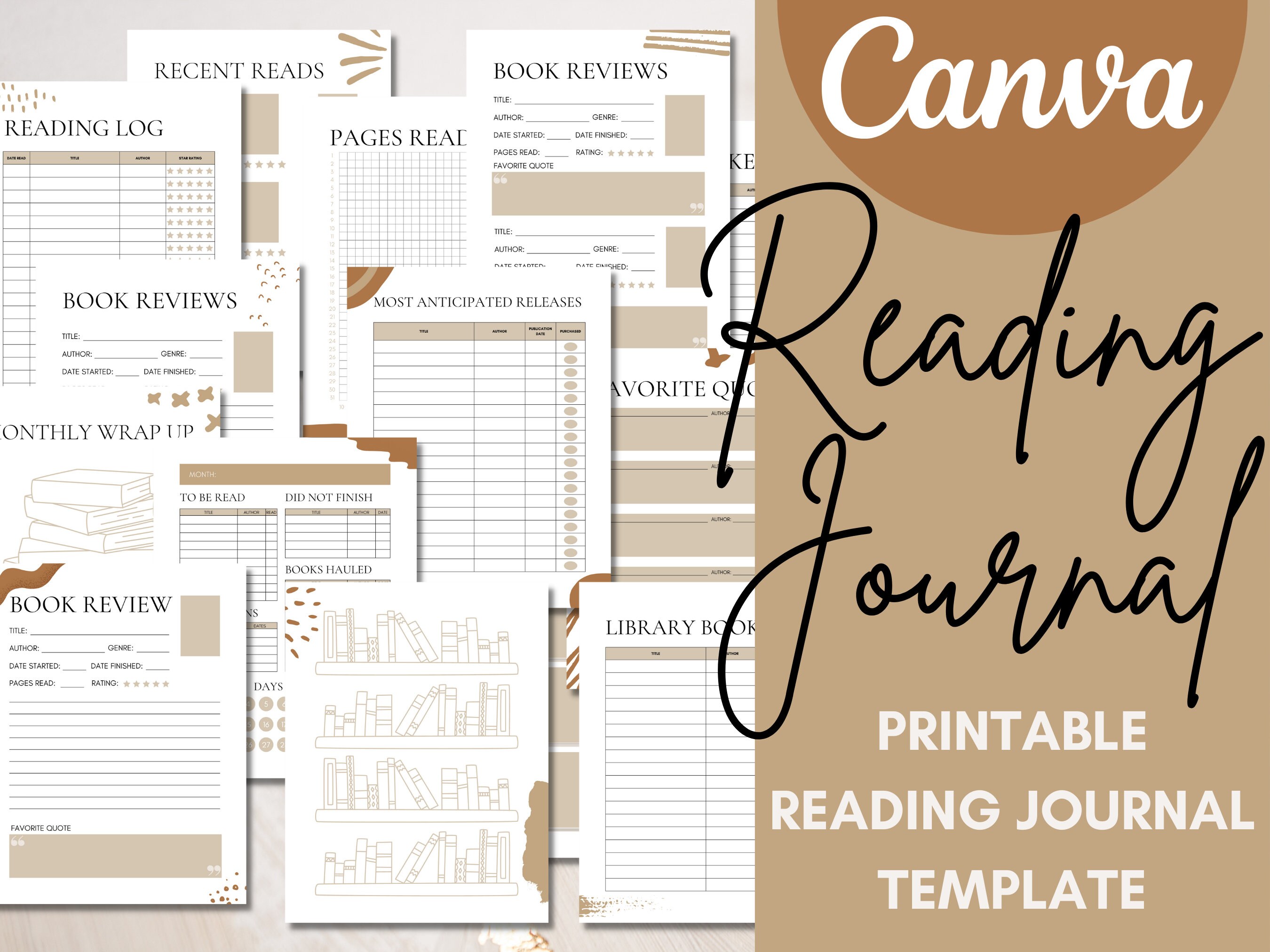 Reading Journal Printable Reading Journal Template Reading Etsy