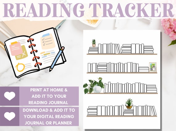 Book Tracker | Reading Journal, Reading Tracker, Reading Log, Bookshelf  Tracker, Digital Planner Insert, Book tracker, Book Planner