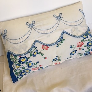 Vintage Embroidered Linen Pillow