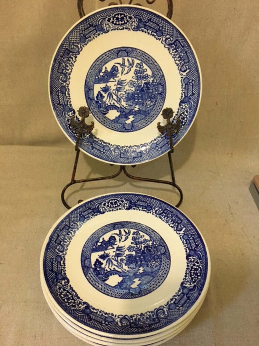 Vintage Blue Willow USA Dinner Plates set of 6 Etsy