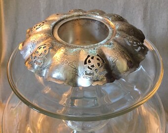 Candelabro/portavelas votivo vintage plateado