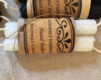 Handrolled Organic Beeswax Taper Candles (2 4" pairs)
