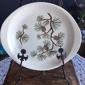 Vintage USA Pinecone Christmas Serving Tray - RARE