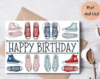 Printable Birthday Card, Cute Greeting Card, Fun Printable Card, For Sister, Mom or Friend, Instant Download, Shoe Lover