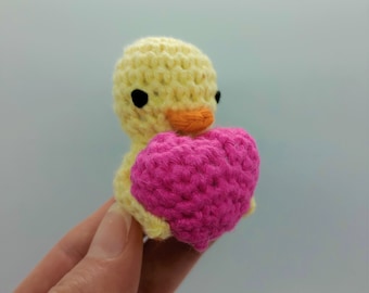 Mini Cute Duck with Heart Amigurumi Gift for Birthdays