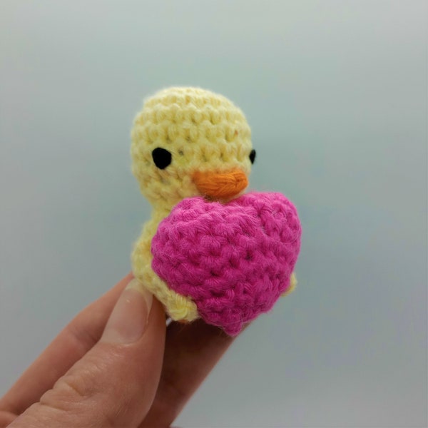 Mini Cute Duck with Heart Amigurumi Gift for Birthdays