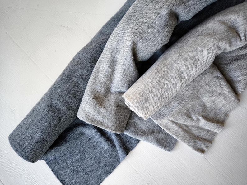 Wool, wool jersey, merino wool, sleeping bag, swaddle sack, footed sack, sizes 50, 56, 62, 68, 74, 80, 86, 92, 98, 104, 110 grau