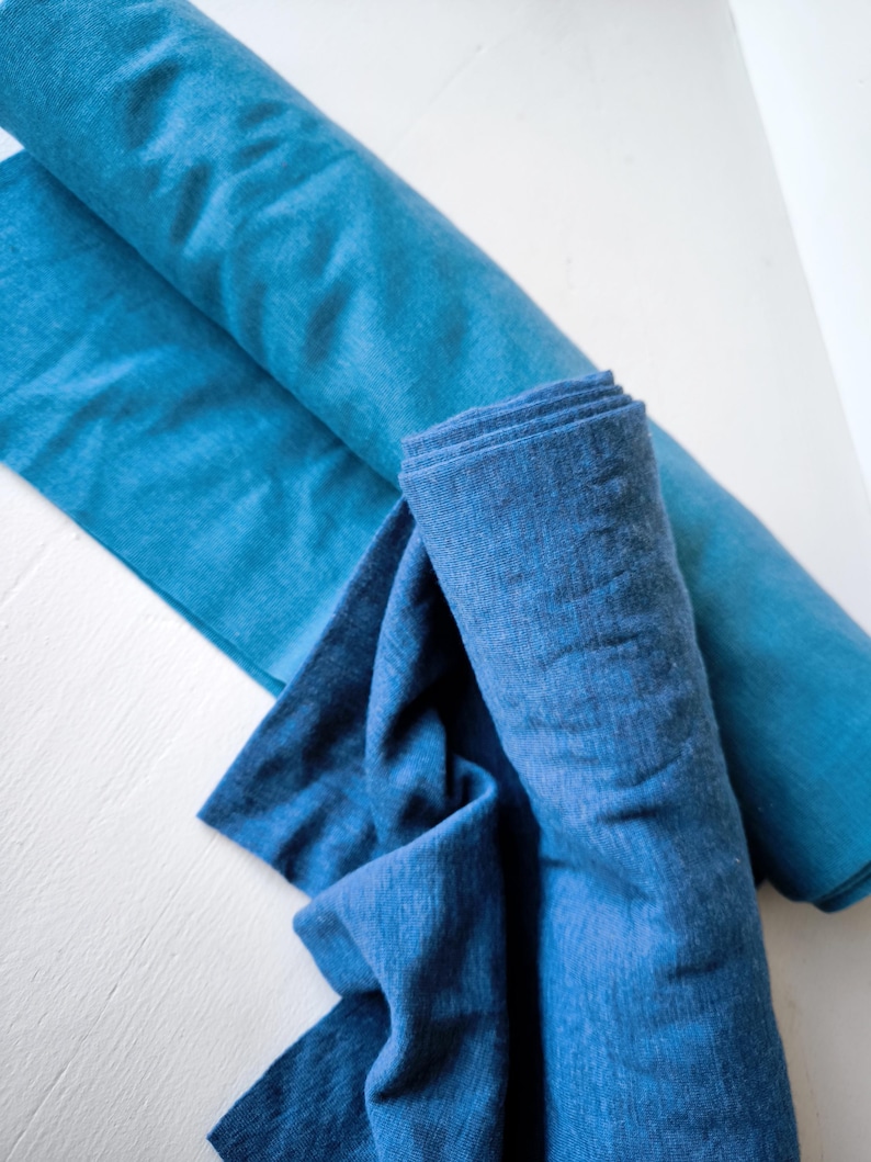 Wool, wool jersey, merino wool, sleeping bag, swaddle sack, footed sack, sizes 50, 56, 62, 68, 74, 80, 86, 92, 98, 104, 110 blau