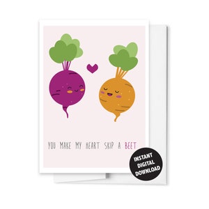 Mignon jeu de mots betterave Kawaii carte végétarienne pour femme mari petite amie petit ami téléchargement numérique imprimable anniversaire Saint Valentin carte