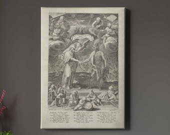 Allegory of Marriage Print, 1723 Dutch Baroque Art, Classical Symbolic Canvas