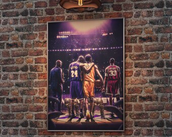 Lienzo decorativo en homenaje a Kobe Bryant – Arte mural del legado de la Mamba Negra, póster de los Lakers, decoración de la NBA