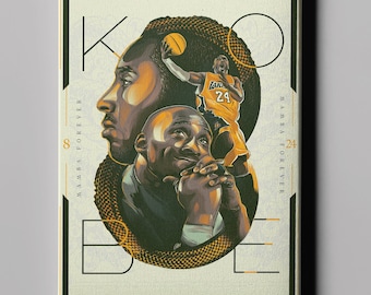Lienzo impreso de Kobe Bryant Black Mamba – Arte de pared de los Lakers, póster de leyenda del baloncesto