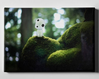 Princess Mononoke Kodama Canvas Print, Studio Ghibli Forest Wall Art