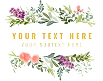 Hand Drawn Tropical Floral Customizable Digital Download Logo| Tropical Watercolor Brand Templates for Boho Branding | Editable Logo Files