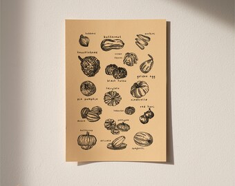 Hand Drawn Squash Print | Autumn Fall Halloween Decor (Digital Download)