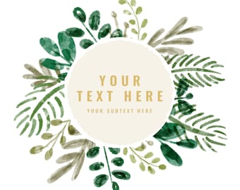 Hand Drawn Tropical Customizable Digital Download Logo | Palm Fronds Watercolor Brand Templates for Boho Branding | Editable Logo Files