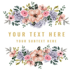 Hand Drawn Floral Customizable Digital Download Logo| Flower Watercolor Brand Templates for Boho Branding | Editable Logo Files