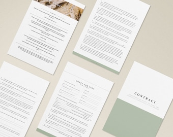 Contract for Graphic Design and Brand Development | Freelance Graphic Designers Client Contract | Professional Pricing Contract Sage Green
