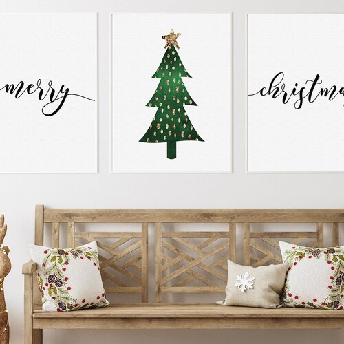 Gallery Set of 3 Christmas Wall Art Christmas Decorations Etsy