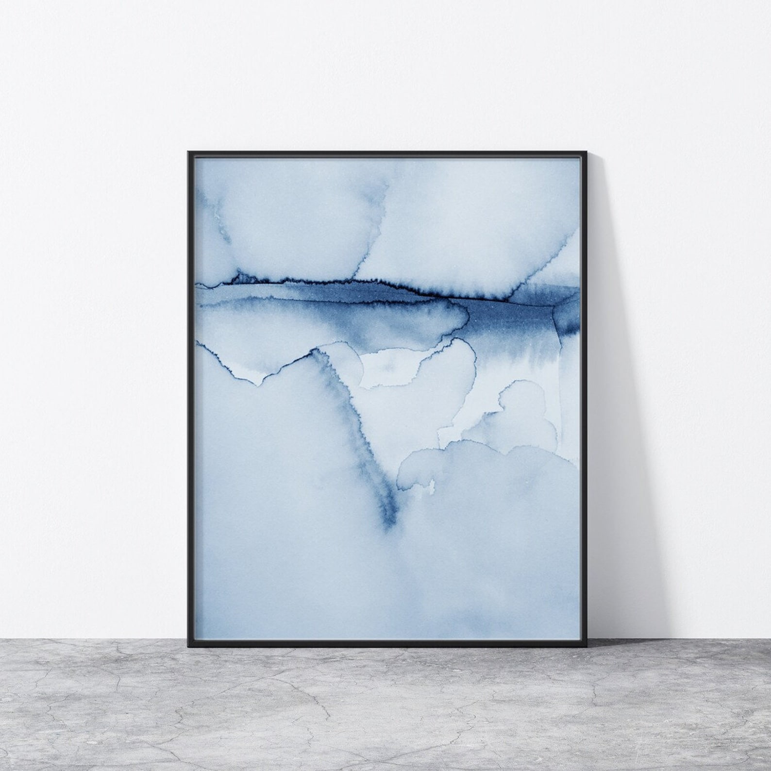 Light Blue Wall Art Print, Printable Watercolor Wall Art, Large