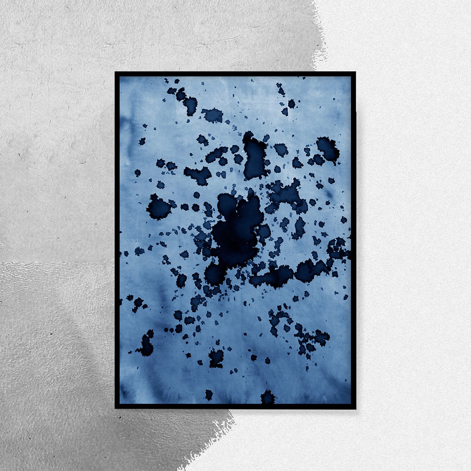 Navy Blue Abstract Printable Wall Art Print Indigo Watercolor Art ...