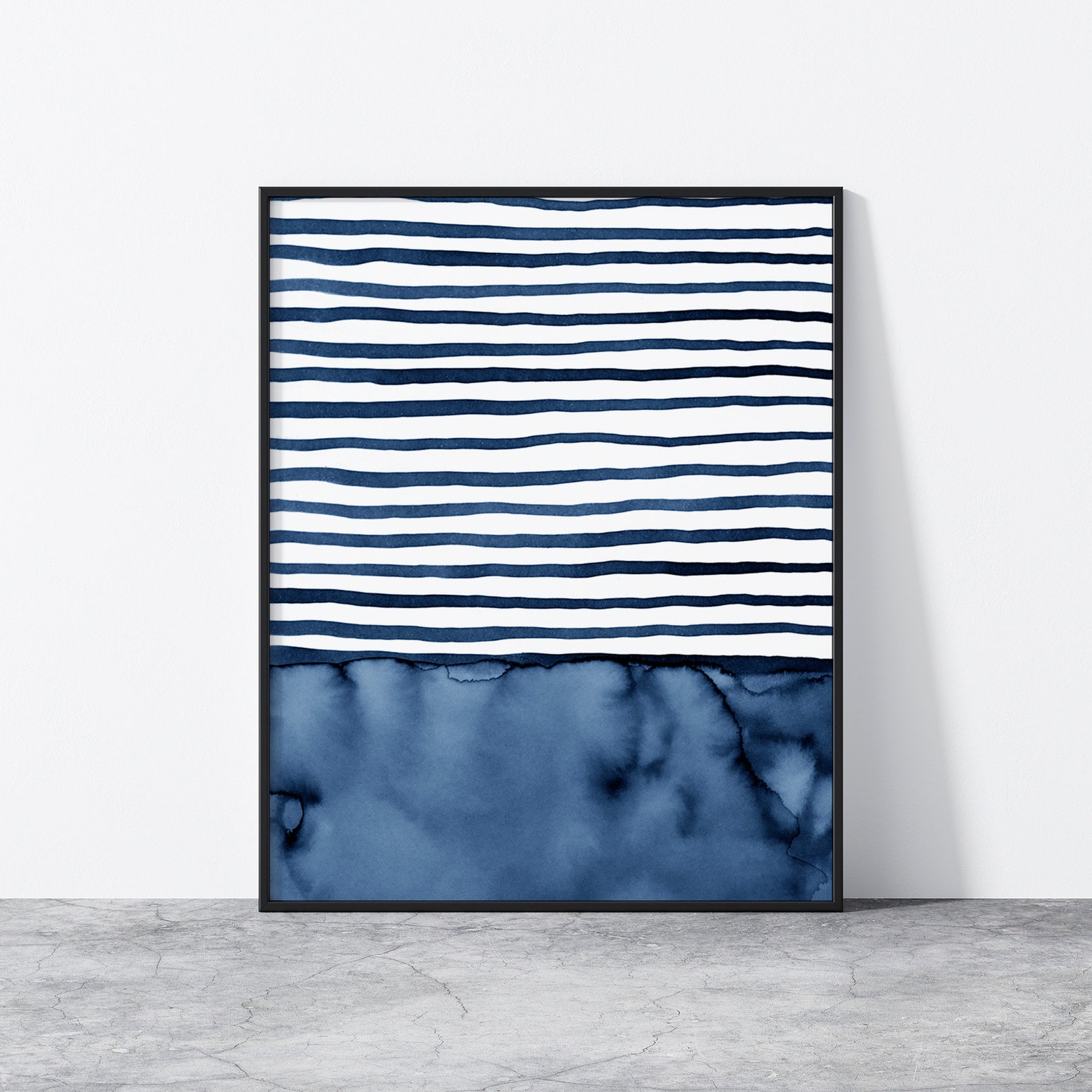 Dark Navy Blue Abstract Printable Wall Art, Bathroom Wall Decor, Large ...