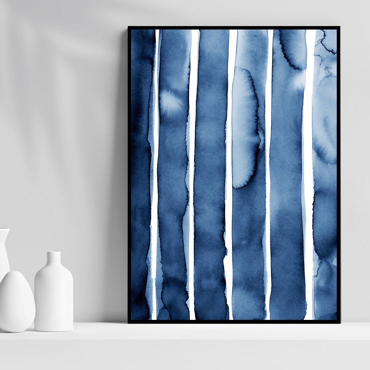 Blue Abstract Art Print, Printable Wall Art, Watercolor Painting ...
