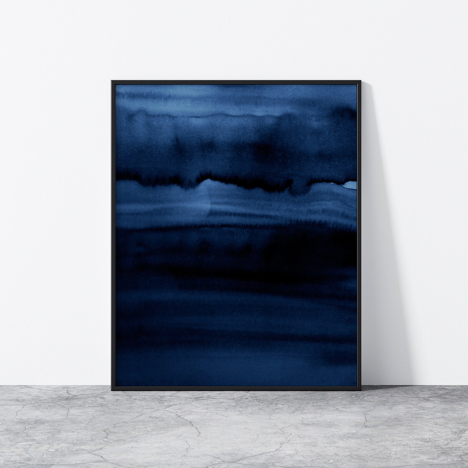 Dark Navy Blue Abstract Printable Wall Art Print Brush - Etsy
