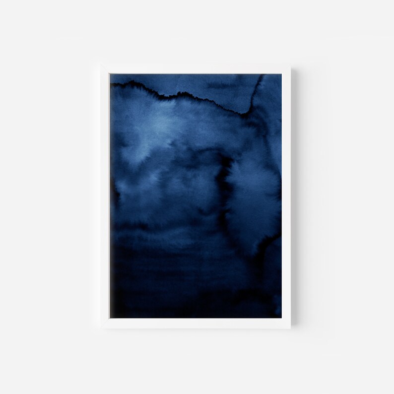 Dark Blue Abstract Print Printable Wall Art Abstract Etsy