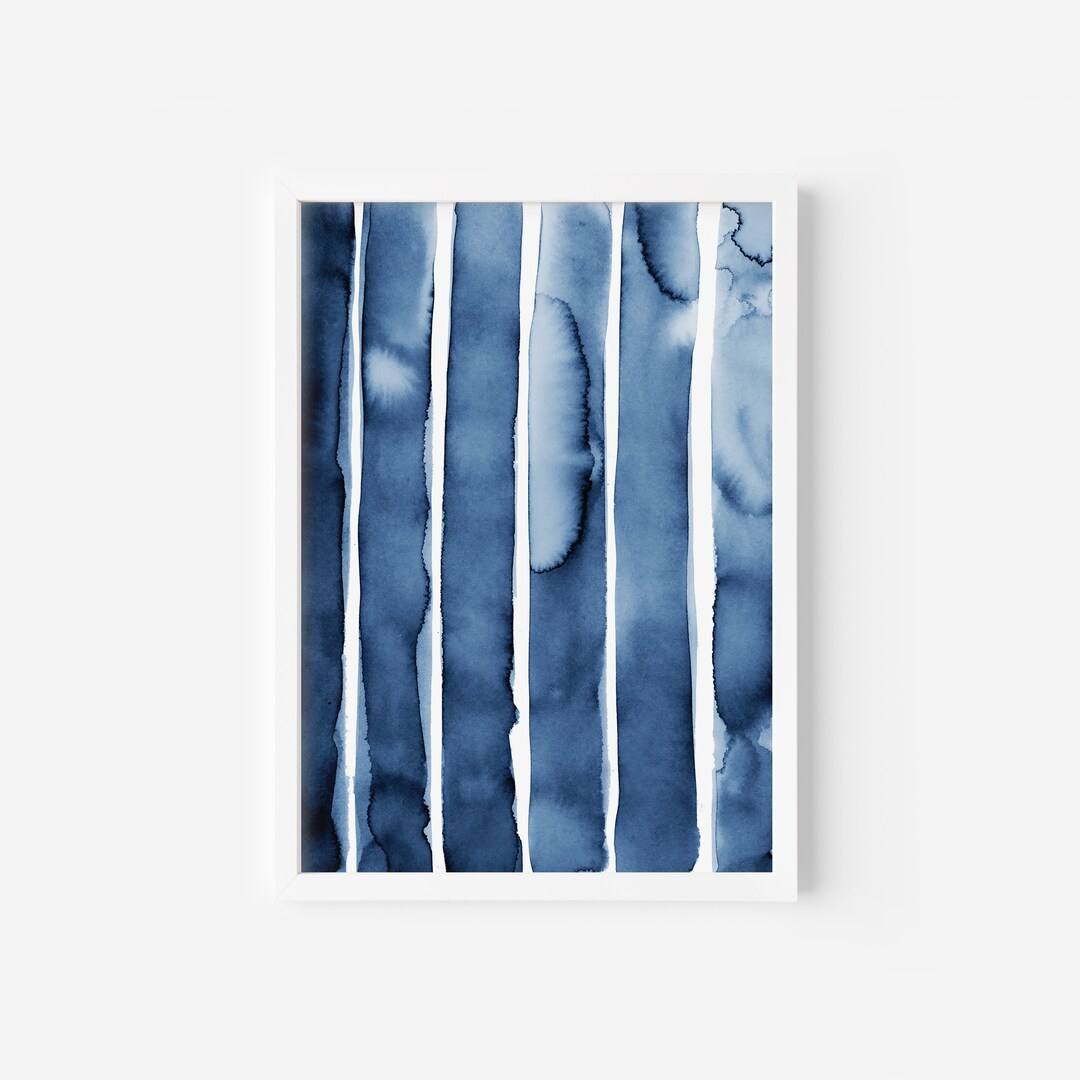 Blue Abstract Art Print, Printable Wall Art, Watercolor Painting ...