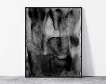 Modern Abstract Black And White Art Print, Abstract Watercolor Painting, Printable Wall Art, Black Abstract Art Print, Black Wall Decor