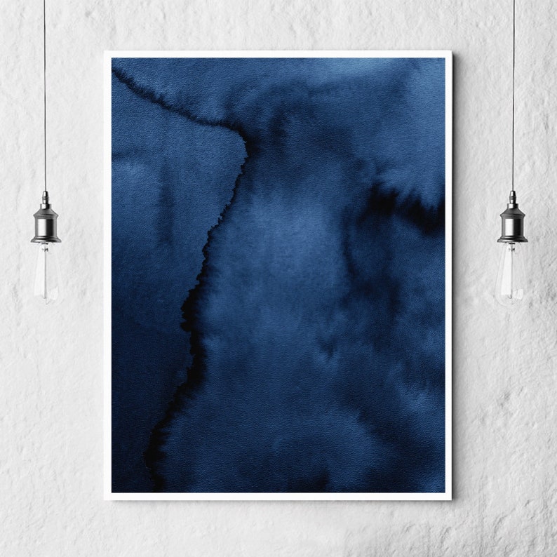 Blue Abstract Wall Art, Set of 2 Prints, Printable Wall Art, Watercolor