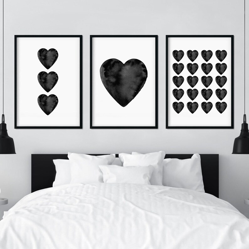 Pink Heart Print Set of 3 Prints Love Printable Wall Art - Etsy